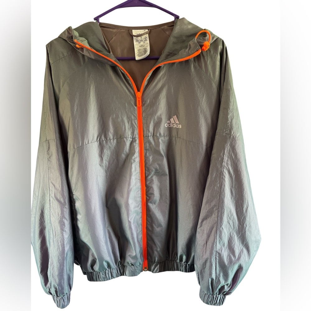 Adidas holographic Windbreaker with Orange Accents